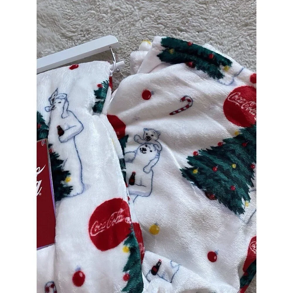 Coca Cola Velvet Soft Throw Blanket 60 X 70”‎ Bears W/Bottle Christmas Tree NEW